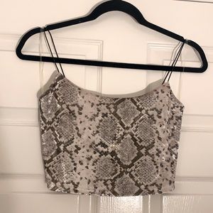 Sparkly velvety snake print crop